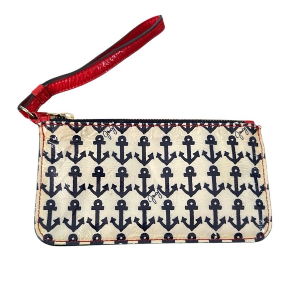 Juicy Couture Vintage Anchor Print Wristlet with Red Accents